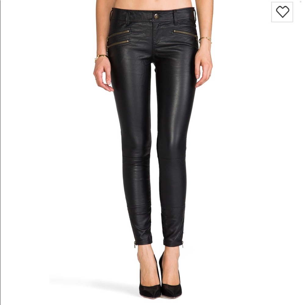 Free People Skinny Vegan Zippered Leather Pants